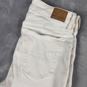 American Eagle Outfitters Womens Jeans Cream High Rise Skinny Stretch Size 12